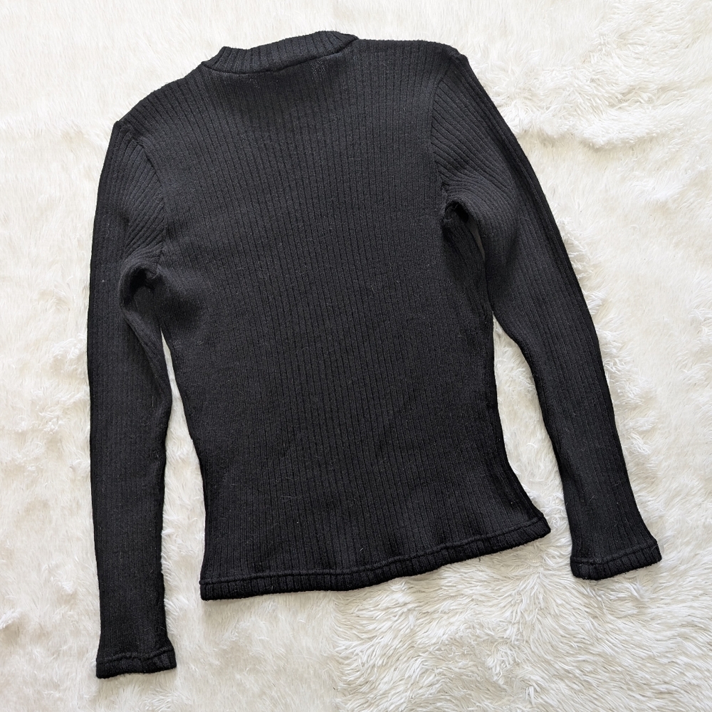 90s Lip Service Black Leather Flame Patch Knit Sweater - Picture 5 of 11